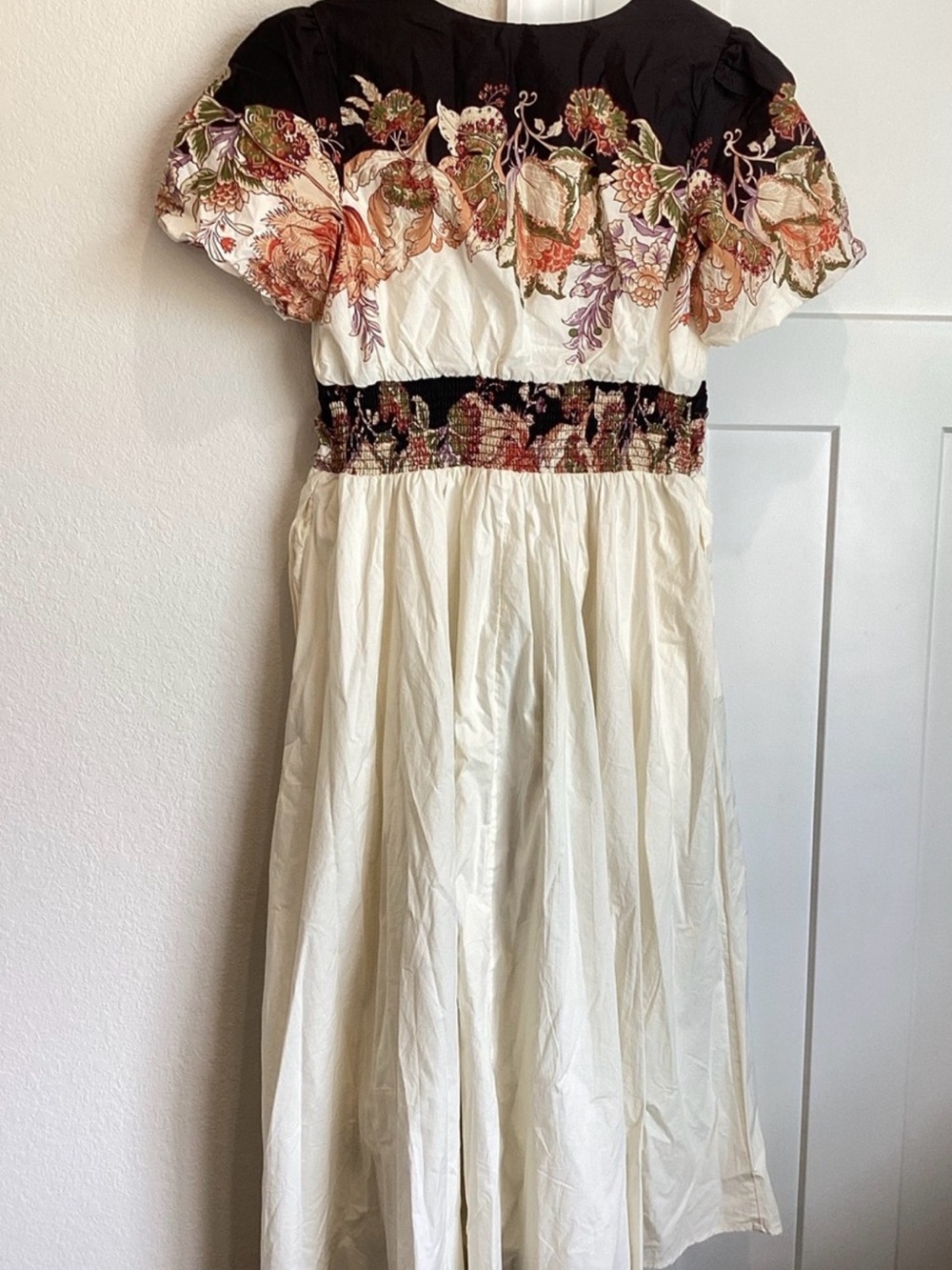 Anthropologie Katerina Button Front Floral Dress in Black and Cream - Picture 5 of 10
